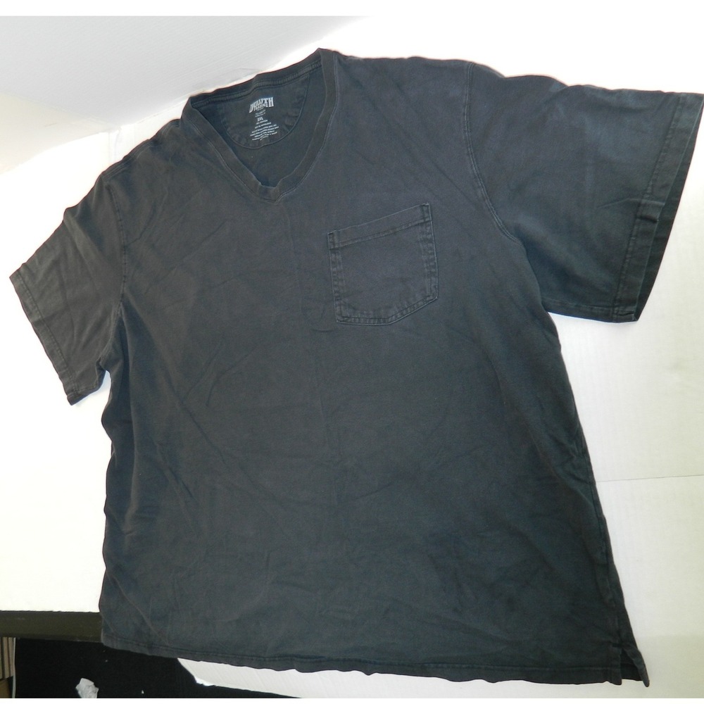 Duluth Trading Co T-Shirt Mens 3XL Black Relaxed Fit Longtail V-Neck Pocket Tee